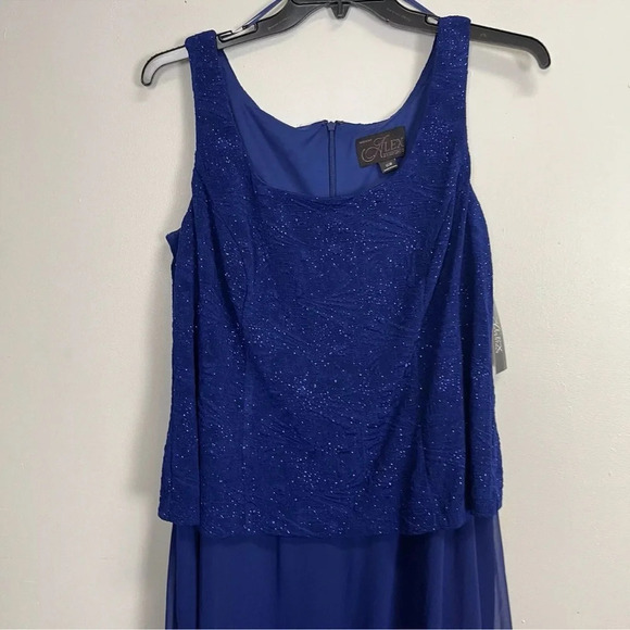 Alex Evenings 2 Piece Set Gown Jacket Electric Blue Glitter Womens 16W NWT Maxi - Picture 7 of 16